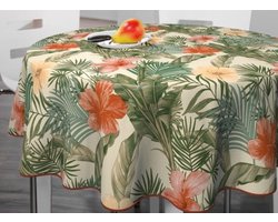 Bonita Tafelzeil - 160 cm Rond - 5R2/09 - Planten lente - Tropisch - PVC - Afwasbaar - Beschermrand - Extra sterk
