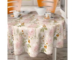 BONITA - Tafelzeil - 160 cm rond - D43/03 - Roze - Bloem - Met bies