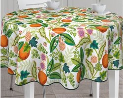 Bonita Tafelzeil - 160 cm Rond - Fruit - Lente - Bladeren - PVC - Plastic - Afwasbaar - Beschermrand - Extra sterk