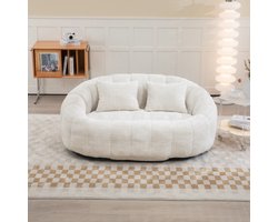 Bonkenbank Luie Bank Duurzame Comfort Lounger Hoge Rug Bonkenstoel Zitbank voor Volwassenen en Kinderen, Binnen & Buiten, Accent Vloer Zachte Lounge Stoel (Beige Chenille)