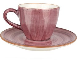Bonna Aura Blackberry - Espresso kopjes & schotel - 80 cc - Porselein - set van 6
