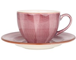 Bonna Aura Blackberry - Thee kopjes & schotel - 230 cc - Porselein - set van 6