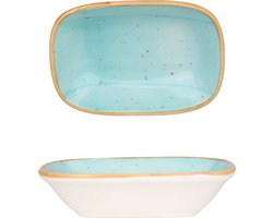 Bonna Serveerschaal - Aqua - Porselein - 17x11.5 cm - set van 2