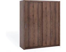 Bono 180 schuifkast, kledingkast, planken, hangers, voor de slaapkamer, breedte 180 cm, monastery eik, bruin