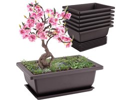 Bonsai Schalen Set van 6 met Schotels voor Binnen en Buiten Gebruik