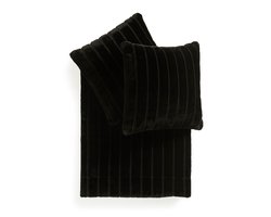 Bont Plaid Sabel Zwart 150x200cm + 2x Kussen 45x45cm - Set - Woondeken - Warm en Zacht