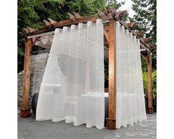 BONZER Waterdichte gordijnen voor binnen/buiten voor patio - 2 panelen voile gordijnen met brede doorvoertule voor woonkamer, slaapkamer, veranda, pergola, cabana, 100 x 83 cm, beige