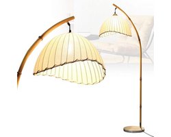 Booglamp in Vintage Stijl van Imitatie Bamboe met Marmeren Basis - Geschikt voor Woonkamer en Slaapkamer, 160 cm Hoog