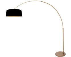 Booglamp Luma-Dark 4311BR - Metaal en textiel - Hoogte verstelbaar 210-240 cm - Zwarte kap met gouden binnenzijde - Steinhauer Vloerlamp