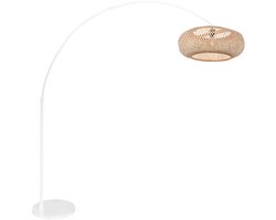 Booglamp Maze Natural 4686W wit met bamboe kap Ø60 cm - Verstelbare hoogte en lengte, Scandinavisch design - Steinhauer