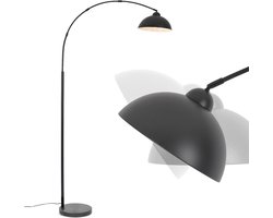 Booglamp - Over Sofa Design - Aluminium Draaibare Kap - Zwart - 30cm x 30cm x 204cm