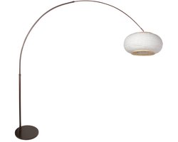 Booglamp Silva Alba 4761CA cacao met linnen kap Ø60 cm, hoogte verstelbaar van 210-240 cm, elegante vloerlamp van Steinhauer voor binnen gebruik