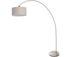 Booglamp Solva 3912ST, trendy metaal en textiel, grijs linnen lampenkap, hoogte 185 cm, kantelbaar, Mexlite