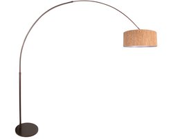 Booglamp Sparkled Light 4754CA cacao met beige kurkstructuur kap, verstelbaar van 210 tot 240 cm, Steinhauer, trendy vloerlampen