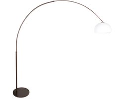 Booglamp Sparkled Light 4764CA cacao met witte kunststof kap, verstelbaar in hoogte van 210 tot 240 cm, Steinhauer, trendy vloerlamp
