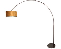 Booglamp Sparkled Light 4765CA Cacao met luxe gouden velours kap, hoogte 210-240 cm, verstelbaar, Steinhauer Vloerlampen