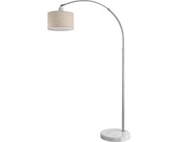 Booglamp – Stoffen - Kap – Marmeren - Voet - 150-175 cm – E27- Beige