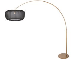 Booglamp Vela Lino 4674BR brons met zwarte textiel kap Ø60 cm - Verstelbaar in hoogte en lengte - Steinhauer trendy vloerlamp voor binnen