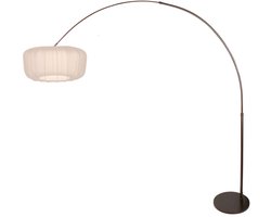 Booglamp Vela Lino 4762CA cacao met beige-crème textiel kap - verstelbaar 160-240 cm, metaal en textiel, Steinhauer Vloerlampen