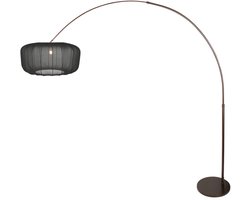 Booglamp Vela Lino 4763CA cacao met zwarte textiel kap Ø60 cm - Verstelbaar, metaal en textiel, trendy Steinhauer binnen verlichting