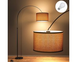 Booglamp Vloerlamp Vintage met LED E27 voor Woonkamer en Slaapkamer - Zwart en Beige