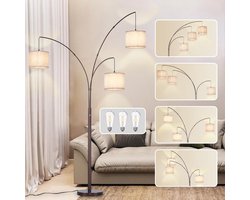 Booglampen Staand Voerlamp - Vloerlampen Woonkamer - Zwart met beige