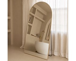 Boogspiegel 180x100 cm goud – grote passpiegel – staande spiegel – aluminium frame – luxe design