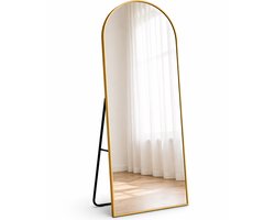 Boogspiegel Goud - 75x180 CM - Wandspiegel - Staande Spiegel met Metalen Rand - Goud - Kleedkamer Spiegel