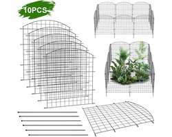Boogvormig Vijverhek van Metaal – Zwart – Flexibel Combineerbaar – DIY Tuin- en Kindveiligheid – Set van 10 Panelen – Hoogte tot 78 cm