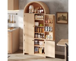 Boogvormige kast 80x40x180 cm - keukenkast - vitrinekast - wijnkast met open bovenruimte - eetkamer - woonkamer - slaapkamer - houtkleur