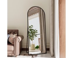 Boogvormige Staande Passpiegel – Full Body Spiegel met Aluminium Frame – HD Veiligheidsglas – Voor Slaapkamer, Hal & Kleedkamer