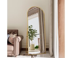 Boogvormige Staande Passpiegel – Full Body Spiegel met Aluminium Frame – HD Veiligheidsglas – Voor Slaapkamer, Hal & Kleedkamer
