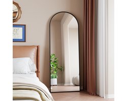 Boogvormige Staande Passpiegel – Full Body Spiegel met Aluminium Frame – HD Veiligheidsglas – Voor Slaapkamer, Hal & Kleedkamer