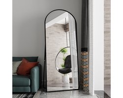 Boogvormige Staande Passpiegel – Full Body Spiegel met Aluminium Frame – HD Veiligheidsglas – Voor Slaapkamer, Hal & Kleedkamer
