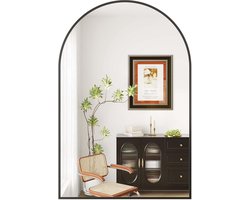Boogvormige Wandspiegel - 56 x 76 cm - Badkamerspiegel met Metalen Frame - Modern Design - Boogspiegel voor Slaapkamer, Woonkamer en Badkamer