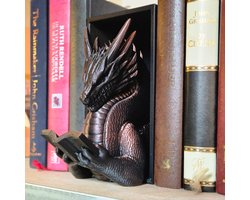 Book nook Reading Dragon Brons
