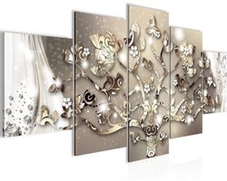 Boom des Levens Schilderij 5 Delig Fleece Canvas Muurdecoratie Woonkamer Abstract Bruin