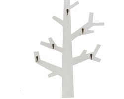 Boom Kinderkapstok - Kapstok Kinderen - Babykamer decoratie - Kapstok Baby - Wit - 5 Haakjes