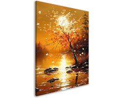 Boom wanddecoratie - Natuur schilderij - Canvas schilderij Water - Wanddecoratie kinderkamer - Canvas keuken - Woonaccessoires canvas 50x70 cm