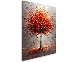 Boom wanddecoratie - Plant schilderij - Canvas schilderijen Bladeren - Wanddecoratie industrieel - Canvas schilderijen - Kantoor decoratie canvas 50x70 cm