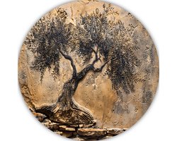 Boom wandschalen - Natuur schilderij rond - Wandbord Steen - Wanddecoratie landelijk - Muurdecoratie rond - Kunstwerk muurcirkel forex 60x60 cm