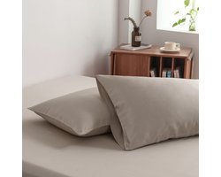 Boomba Bamboo bamboe kussenslopen - Soft Taupe - 80x80 cm - set van 2 - 100% biologisch bamboe - 400TC satijn