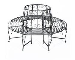 Boombank 360° ronde Bank voor boom - Tuinbank metaal - Zilver