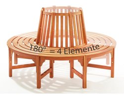 Boombank Halfrond - Ronde Bank - Genieten van de tuin - Twee Helften Opbouwbaar - 160 cm - Houtkleur