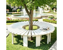 Boombank Halfrond - Tuinbank Hout - Buiten Ontspannen - Massief Hout Constructie - 125 x 65 x 10 cm