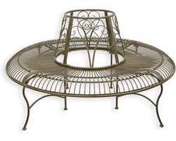 Boombank - ijzeren Bank - Ronde Tuinbank - Tuinmeubel - Decoratie - 150x78