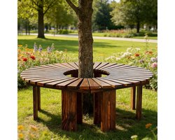 Boombank massief hout - Halfronde bank - Buiten ontspannen - Weerbestendig ontwerp - 125 x 65 cm - Bruin