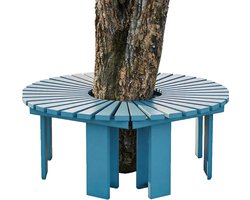 Boombank Rond - Tuinbank Boom - Ontspannen in Tuin - Massief Houten Constructie - 125 x 65 cm - Blauw