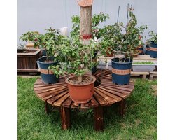 Boombank Rond - Tuinbank Hout - Buiten Ontspannen - Massief Weerbestendig Hout - 125 x 65 cm - Bruin