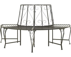 Boombank Staal - Tuinbank Halfrond - Buiten Zitten - Weerbestendig Materiaal - 160 cm Breed - Zilvergrijs